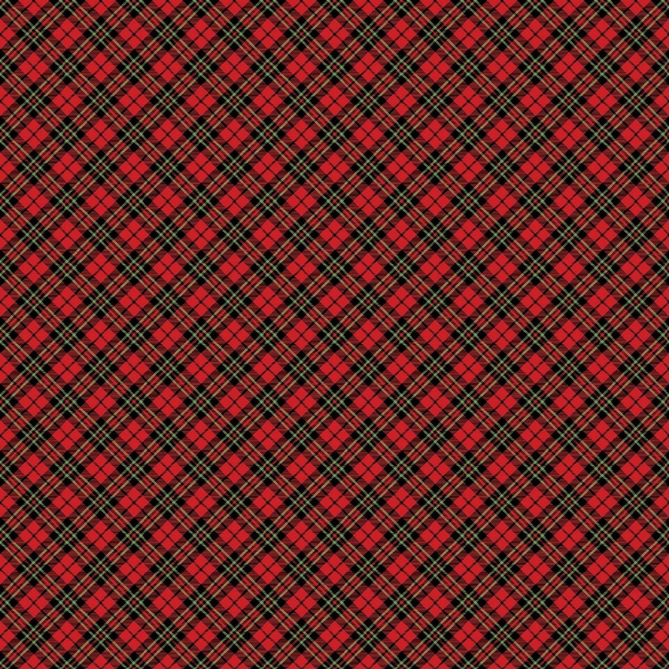 Fabric Winter green foliage red berry fabric with pine cones on 100% quilting cotton fabric - Northcott