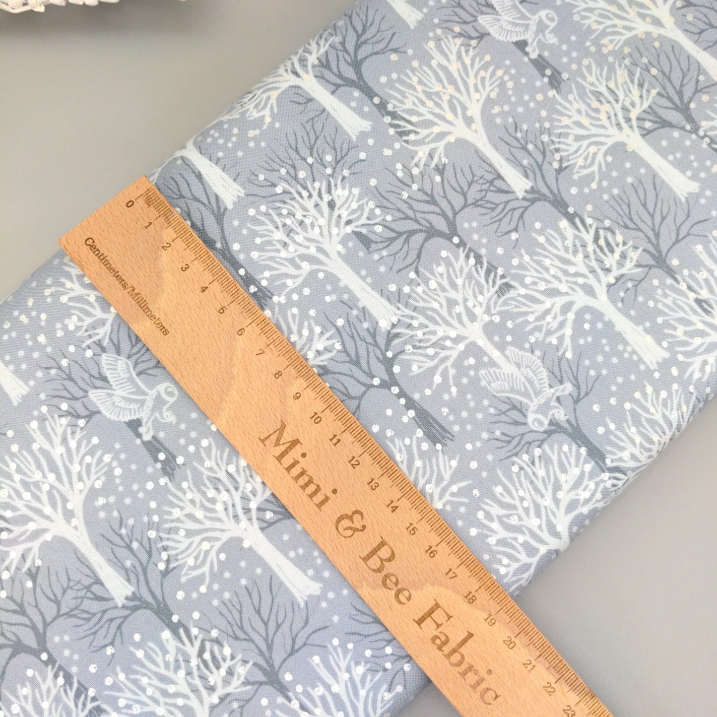 Fabric Winter trees on grey cotton - The Secret Winter Garden - Lewis & Irene