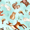 Fabric Woodland animals on light blue cotton fabric - QT Fabrics