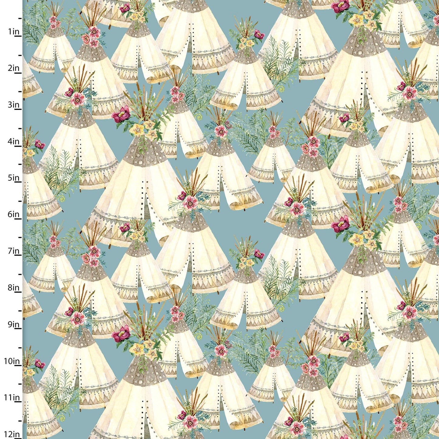 Fabric Yellow cotton fabric floral baby deer - 3 Wishes