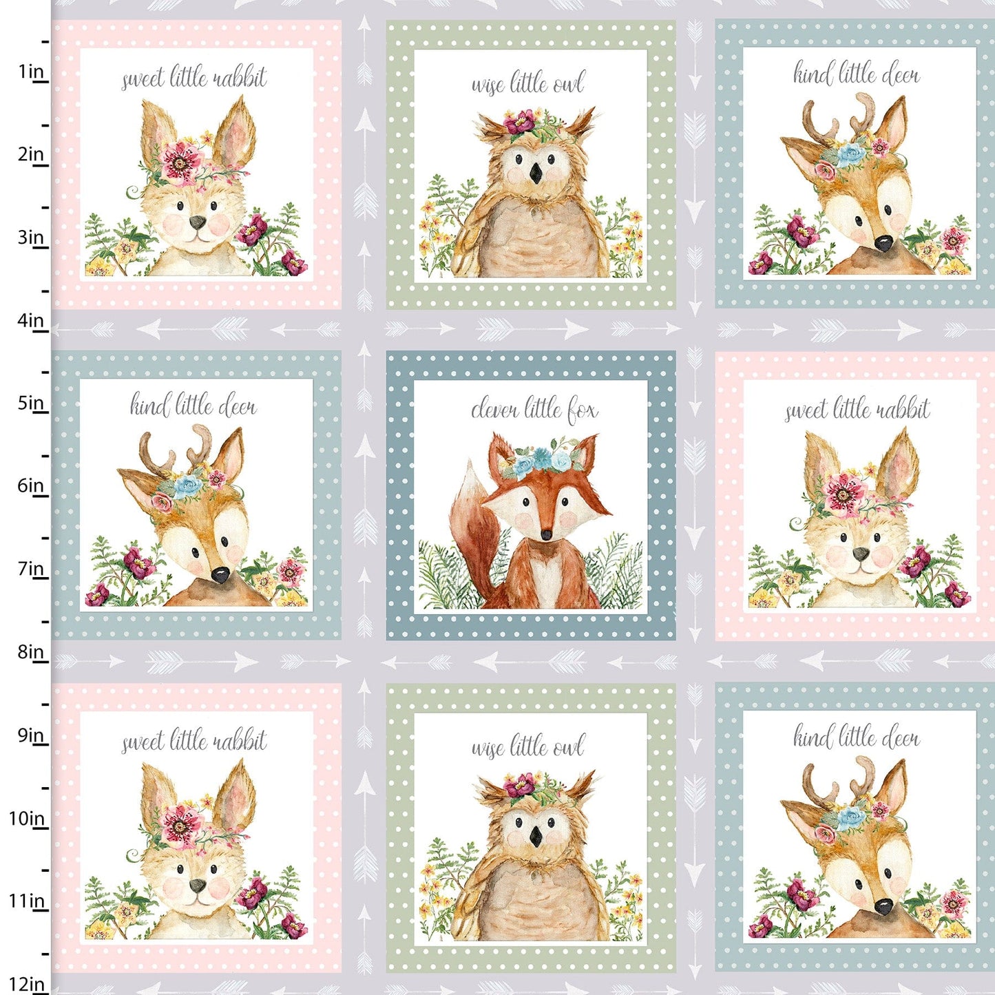 Fabric Yellow cotton fabric floral baby deer - 3 Wishes