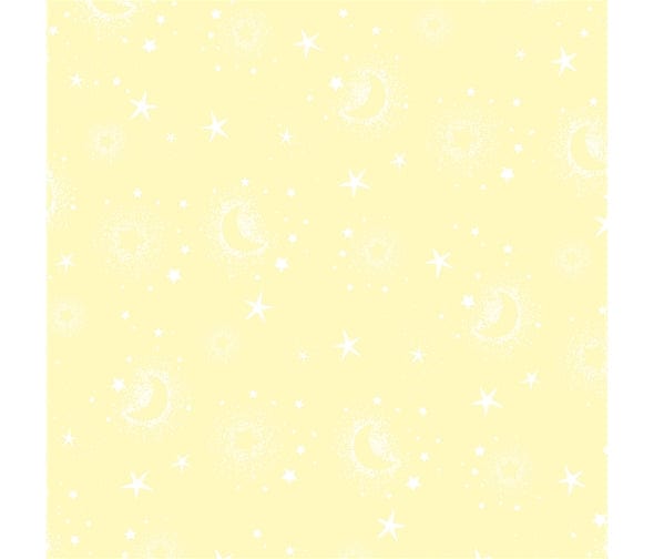 Fabric Yellow moon and star nursery cotton fabric - Star Bright by P & B