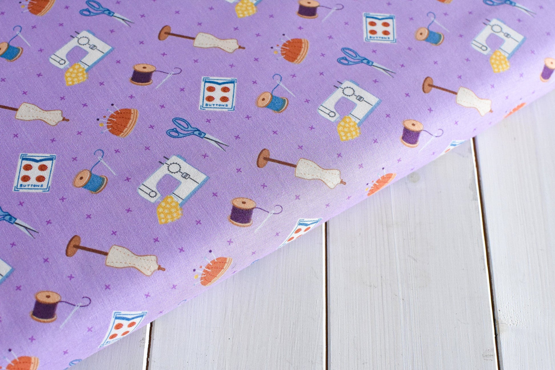 Fabric Yellow painting hobby cotton fabric - 'Small Things' Lewis & Irene