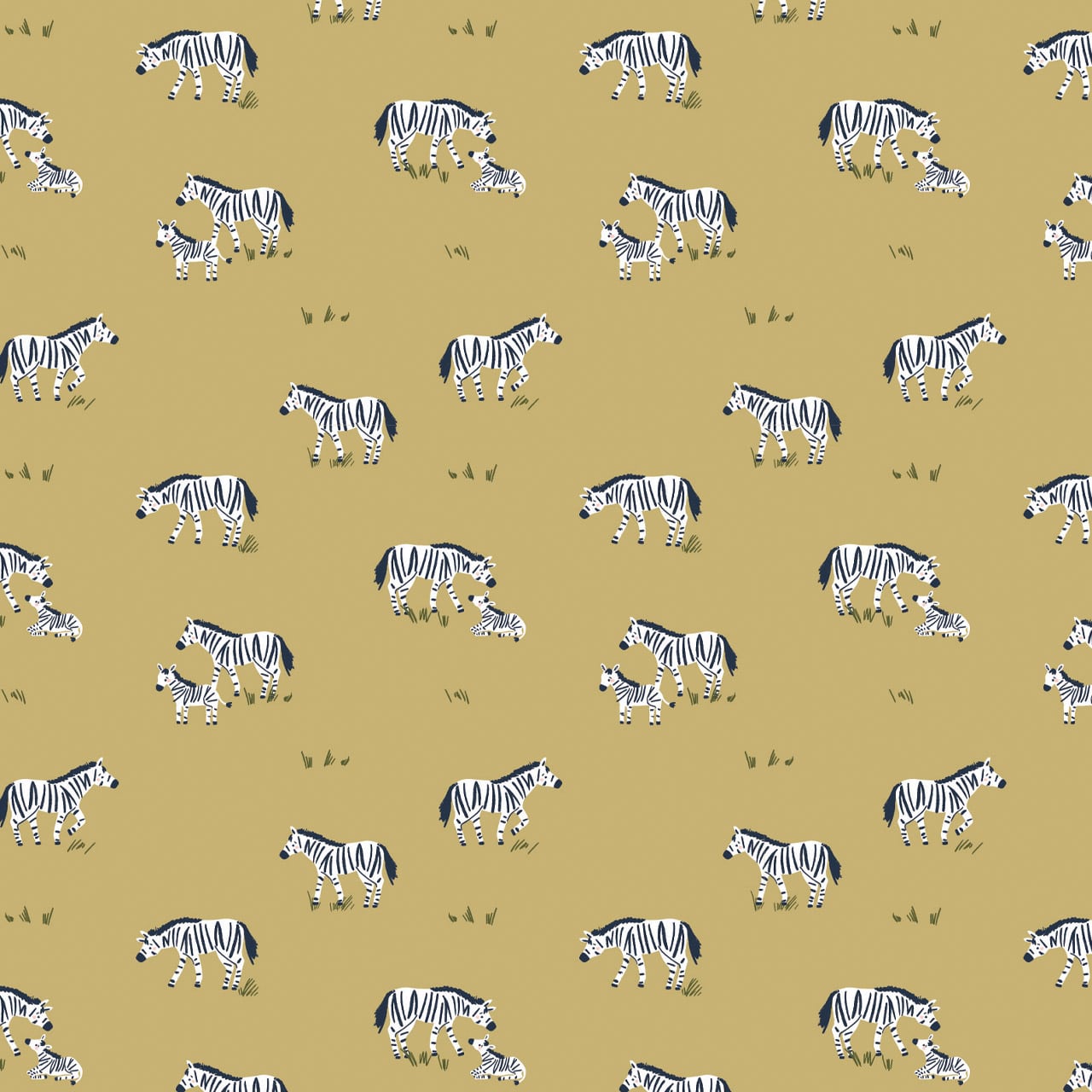Fabric Zebras on Yellow cotton fabric - Safari Days - Dashwood Studio