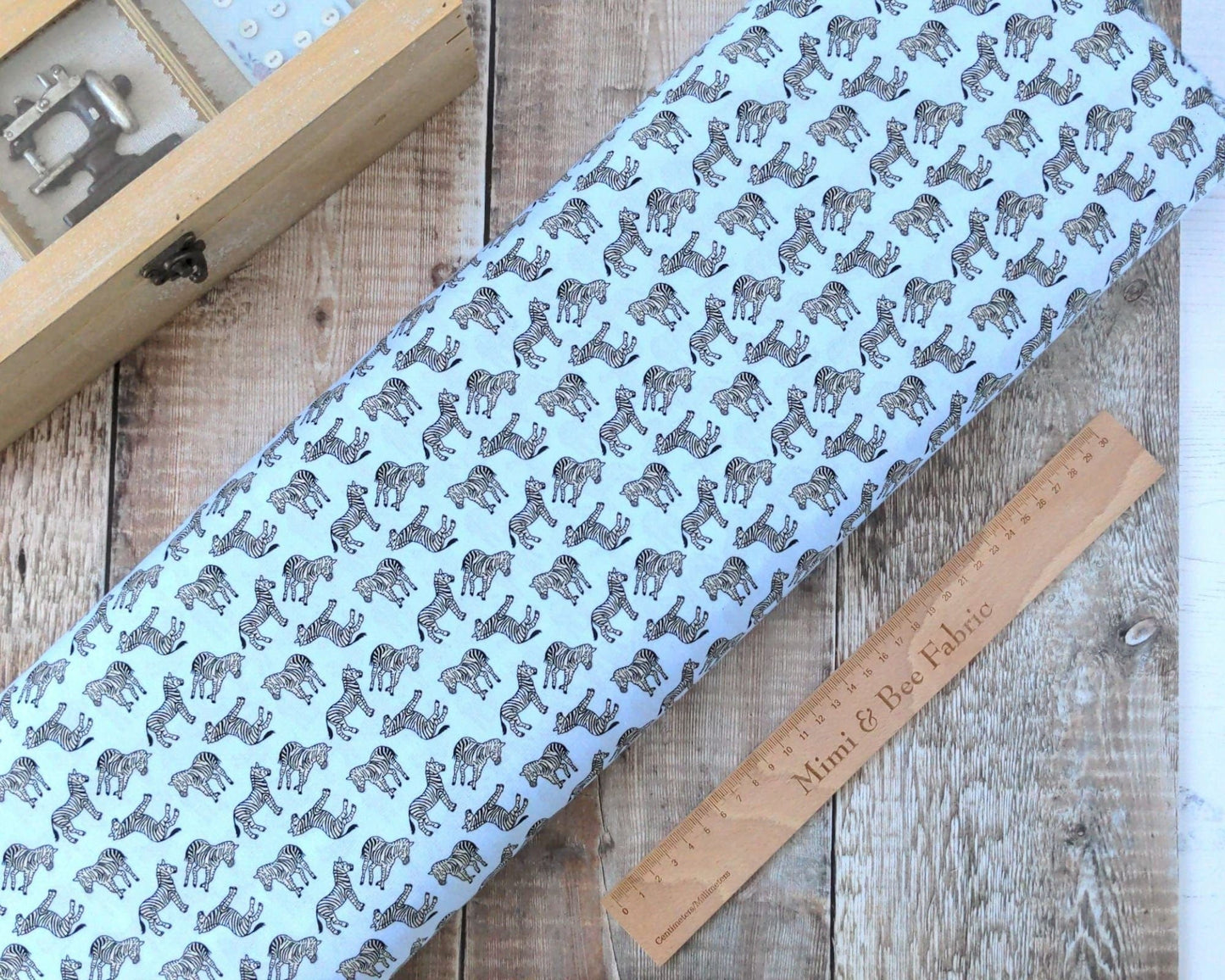 Fabric Zebras safari fabric on pale blue 100% cotton wide fabric