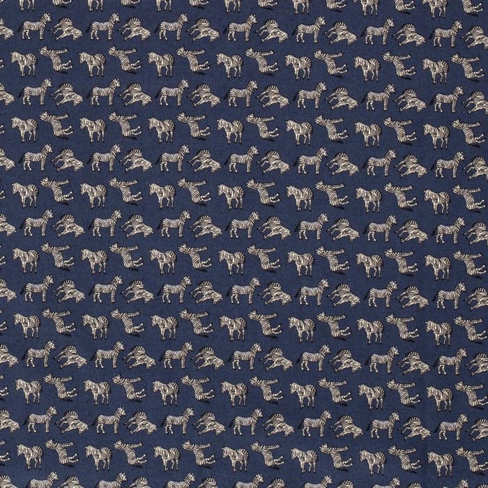 Fabric Zebras safari jungle wide fabric on navy blue 100% cotton